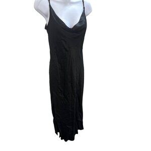 Black Cocktail Dress With Adjustable Straps & Cowl Neck Anthropologie Womens Siz